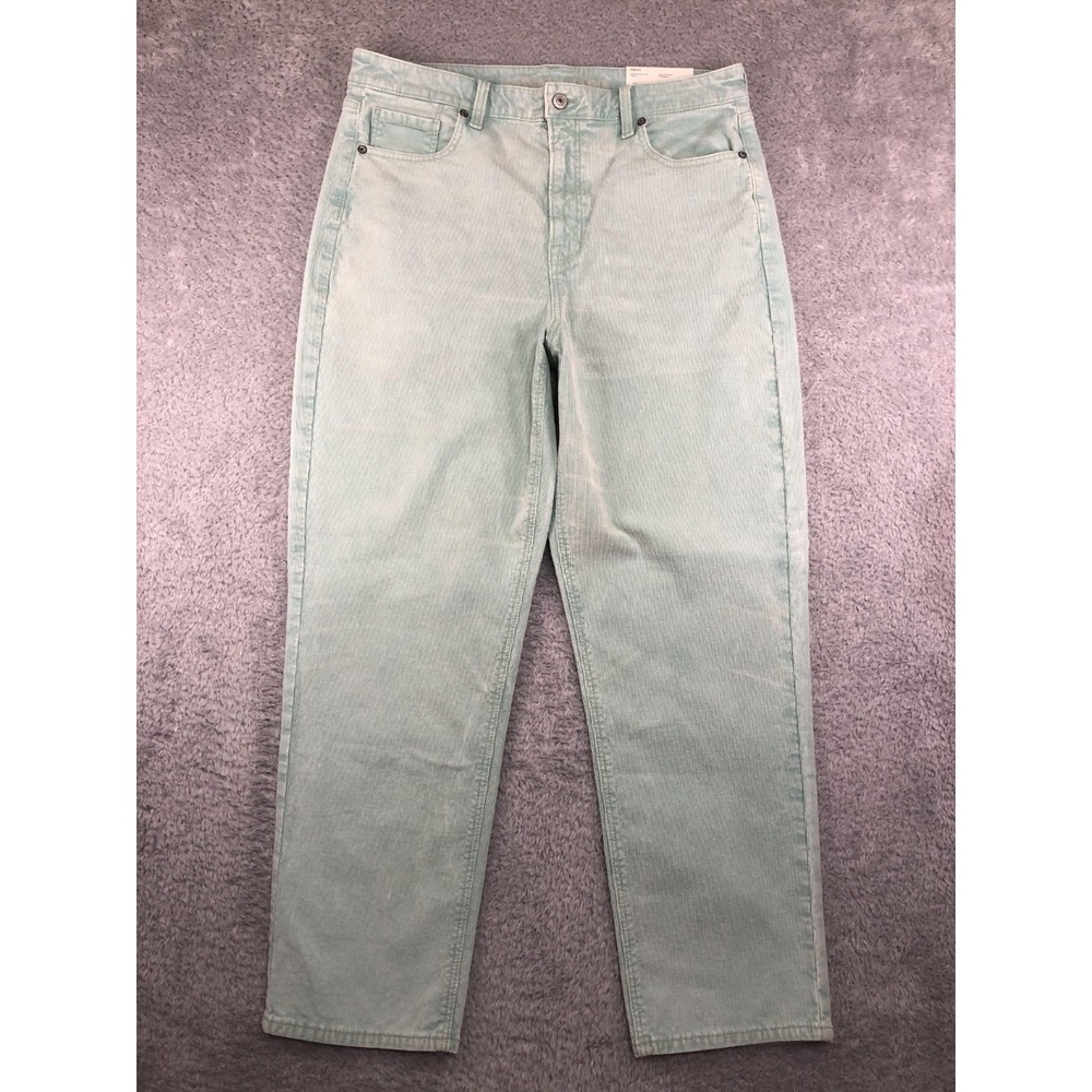 American Eagle Jeans Womens 14 (34x28) Green NWT Corduroy Mom Straight Stretch